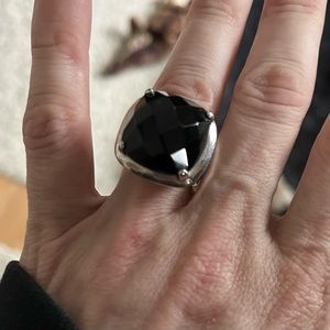 Chunky silver ring with black stone